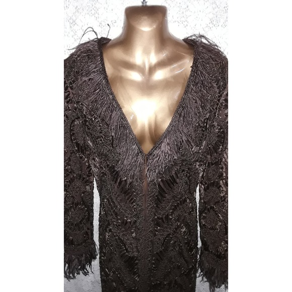 Sue Wong Sz 10 Old Hollywood Glam Soutache Ostrich Feather Evening Jacket - Picture 2 of 11